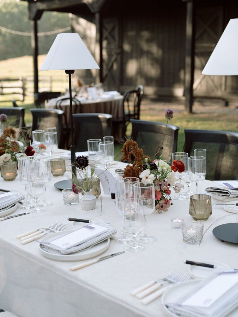 Table design at outdoor wedding near Nashville TN.
