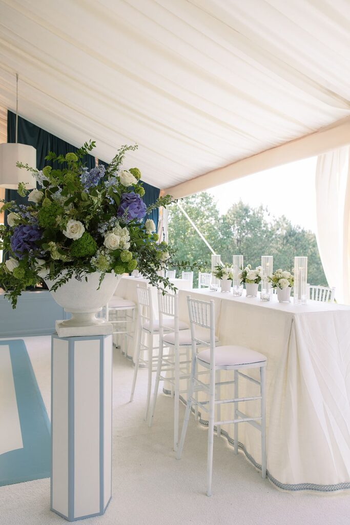 Luxury tent wedding reception design.